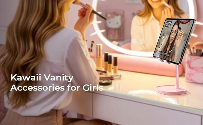 LISEN Pink Cute Phone Stand – Kawaii Desk & Room Decor for iPhone, iPad & Switch (4–10”)