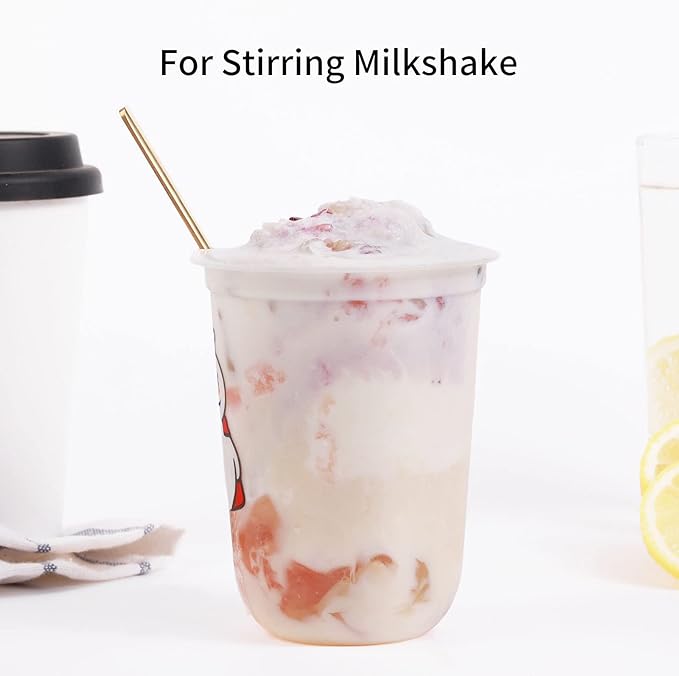 4-Pack 6.7" Gold Long Handle Coffee & Tea Spoons – Stainless Steel for Espresso & Iced Tea