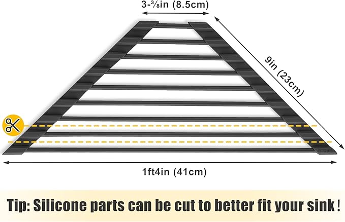 Tomorotec Small Triangle Roll-Up Dish Drying Rack – Black Silicone Over-Sink Organizer