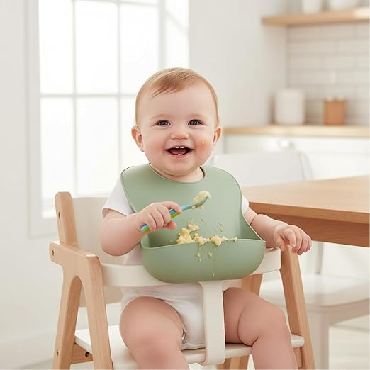 PandaEar Set of 3 Silicone Baby Bibs Waterproof, Soft, Unisex, 10-72 Months