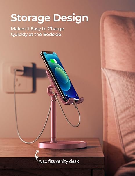 LISEN Pink Cute Phone Stand – Kawaii Desk & Room Decor for iPhone, iPad & Switch (4–10”)