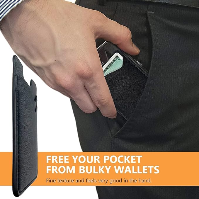 Leather Stick-On Phone Wallet – 2-Pack Black Card Holder for iPhone & Samsung