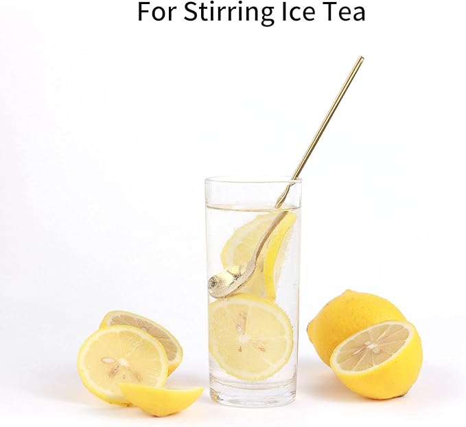 4-Pack 6.7" Gold Long Handle Coffee & Tea Spoons – Stainless Steel for Espresso & Iced Tea