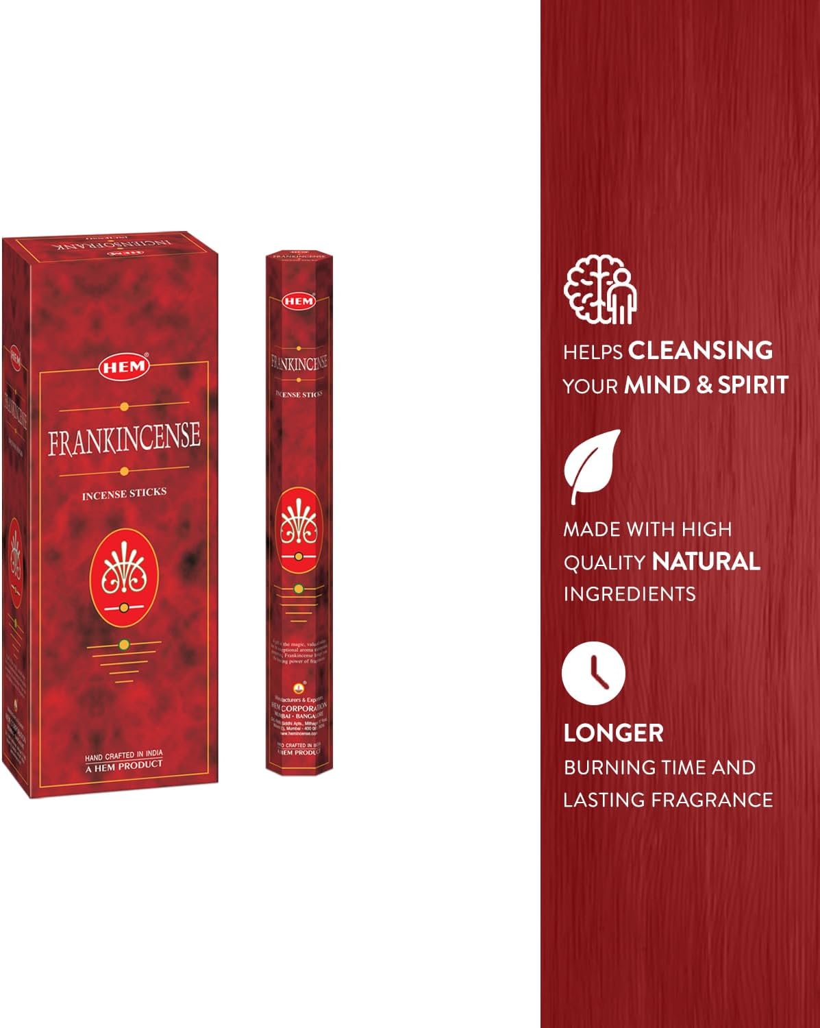 Frankincense - Box of Six 20 Sticks Tubes, 120 Sticks Total - HEM Incense From India