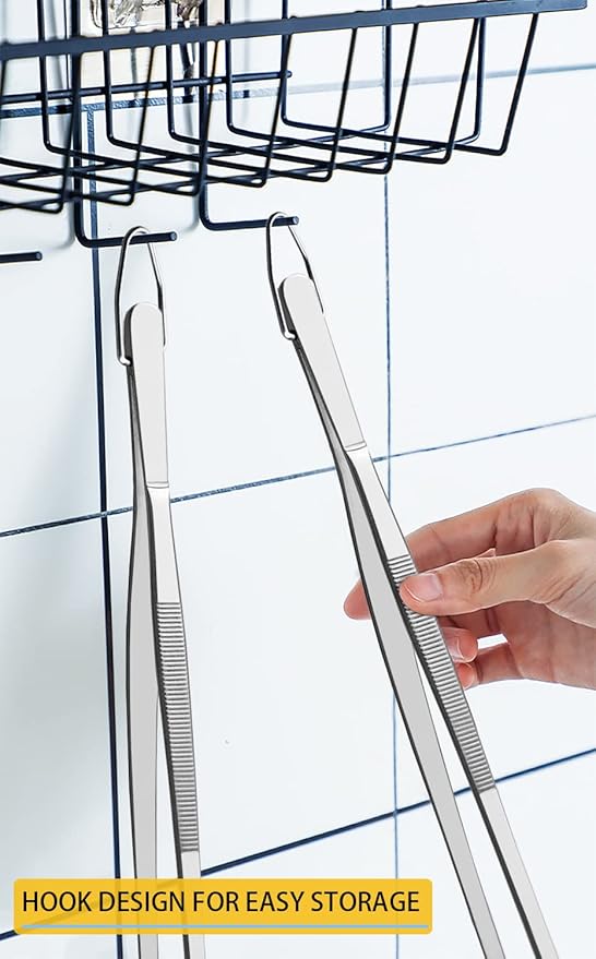 JETKONG 2-Pack 12" Stainless Steel Kitchen Tweezers – Extra-Long Cooking Tongs (Silver)