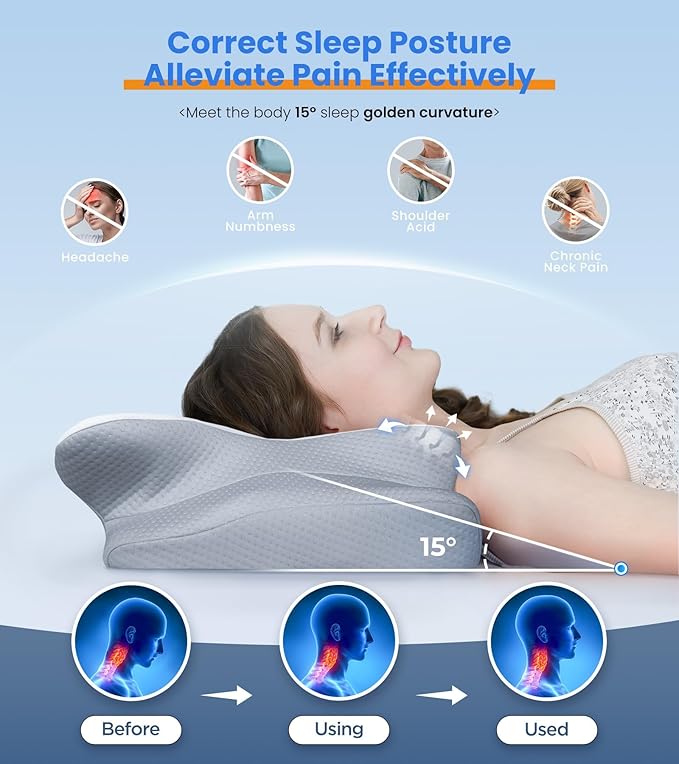 Ergonomic Cooling Pillow – Adjustable Orthopedic Bed Pillow for All Sleepers