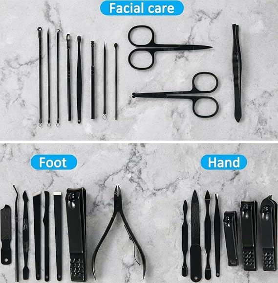 Manicure Set Professional Nail Clipper Kit-26 Pieces Stainless Steel Manicure Kit,Nail Care Tools with Luxurious Travel Case (Brown)