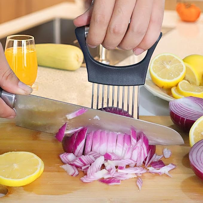 JAYVAR Onion & Vegetable Holder – Stainless Steel Slicer & Chopper Tool