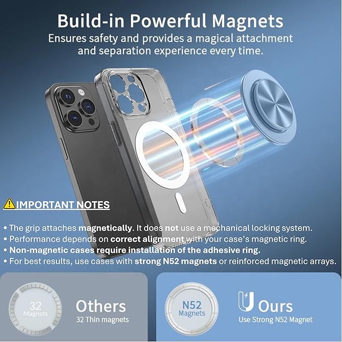 Phone Grip Kickstand – Magnetic, Magsafe Compatible, Black