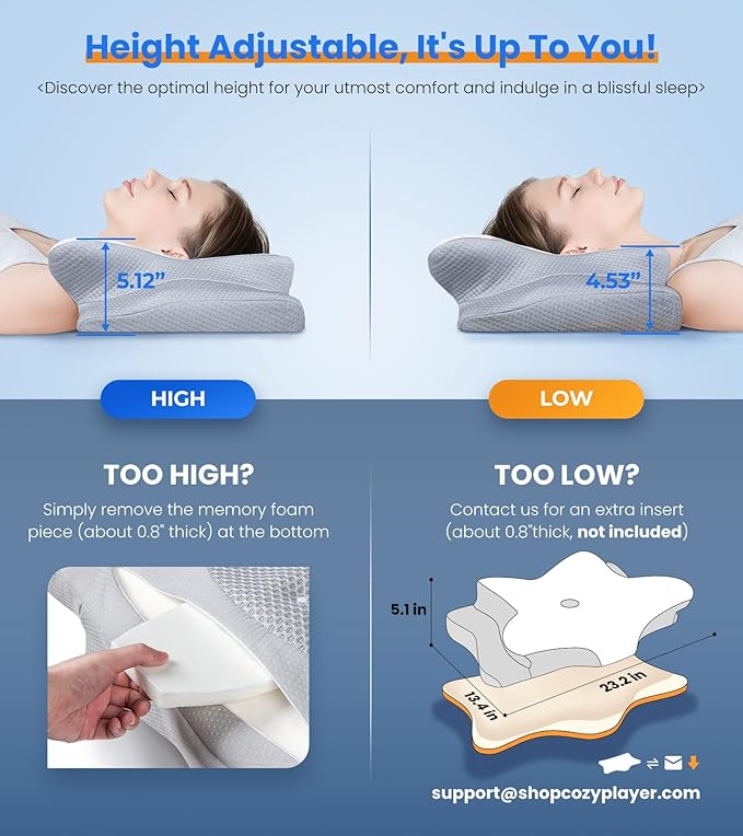 Ergonomic Cooling Pillow – Adjustable Orthopedic Bed Pillow for All Sleepers