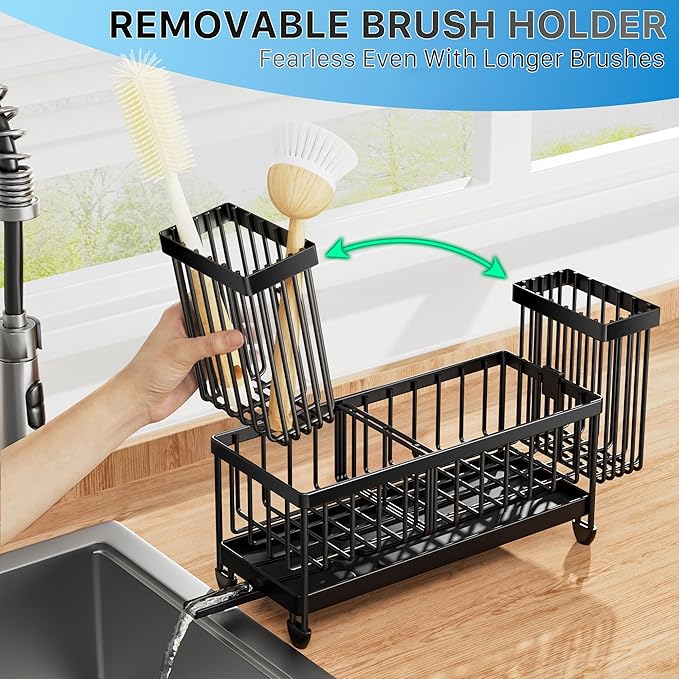 Cisily Kitchen Sink Sponge Holder – Rustproof 304 Stainless Steel, Black