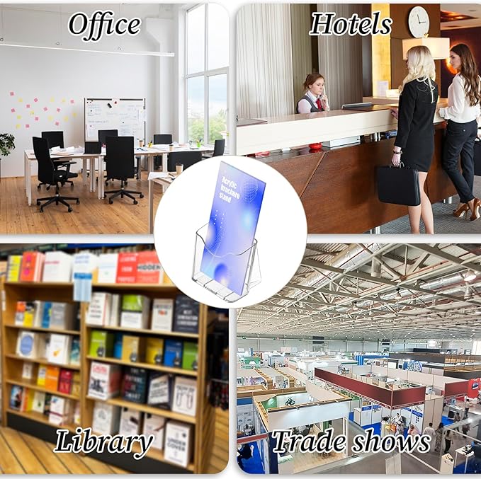 6-Pack Acrylic Trifold Pamphlet Holders – 4" Brochure & Flyer Display