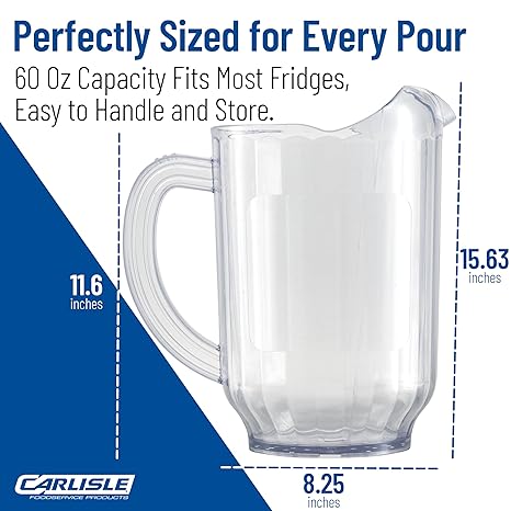 Versapour 60 oz Clear Plastic Tall Pitcher – Carlisle FoodService Products