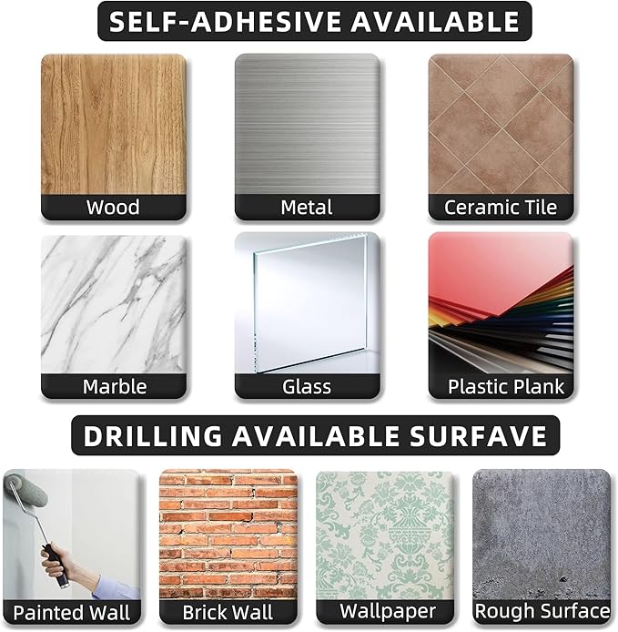 Matte Black Paper Towel Holder – Self-Adhesive or Drill, Aluminum Kitchen Roll Dispenser