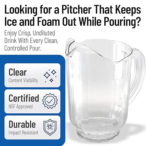 Versapour 60 oz Clear Plastic Tall Pitcher – Carlisle FoodService Products