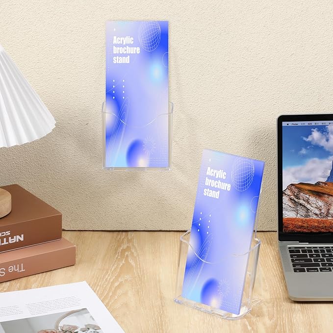 6-Pack Acrylic Trifold Pamphlet Holders – 4" Brochure & Flyer Display