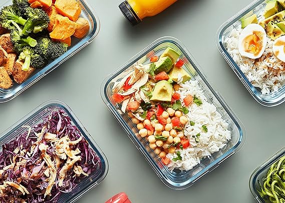 10-Pack Glass Meal Prep Containers with Airtight Snap Lids | Microwave, Oven & Freezer Safe