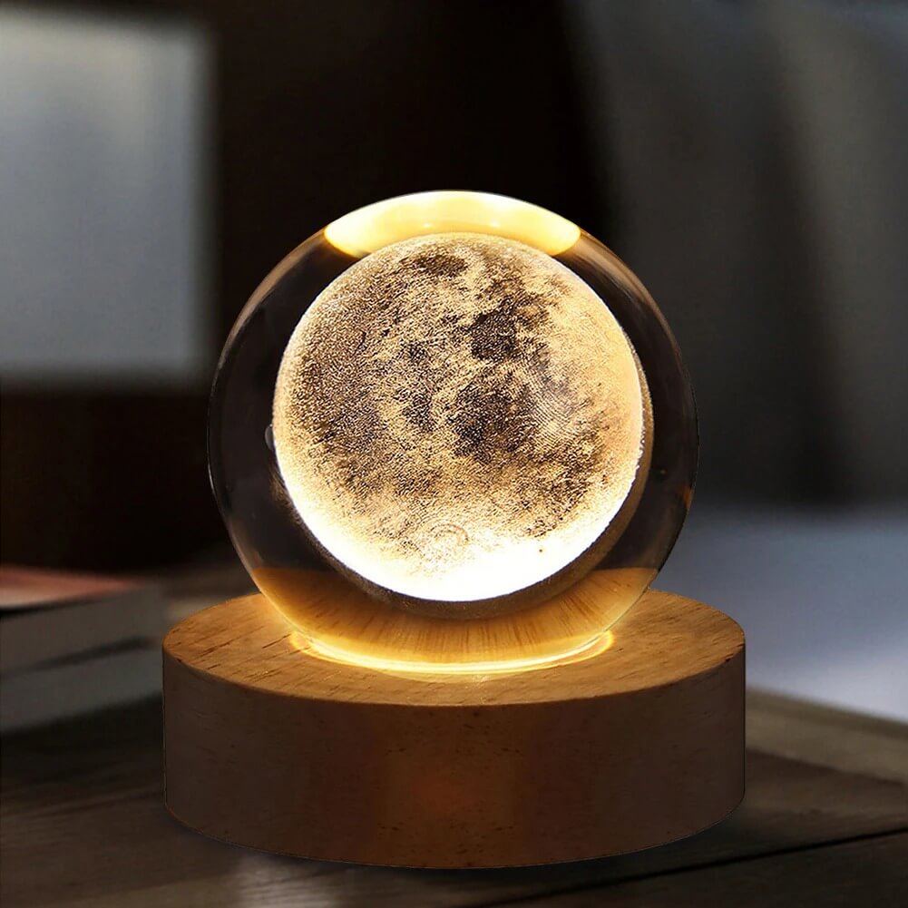 3D Crystal Galaxy Night Lamp – Moon & Planet Designs
