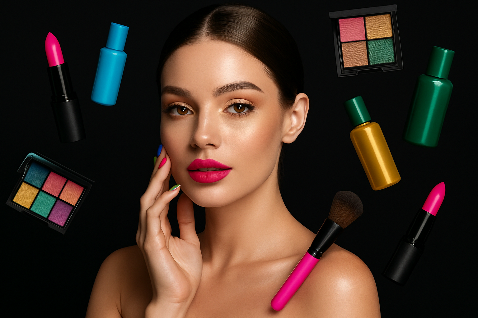 COLRFUL AND ATTRACTIVE IN BLACK THEME A GIRL SHOWING BEAUTY CATEGORY